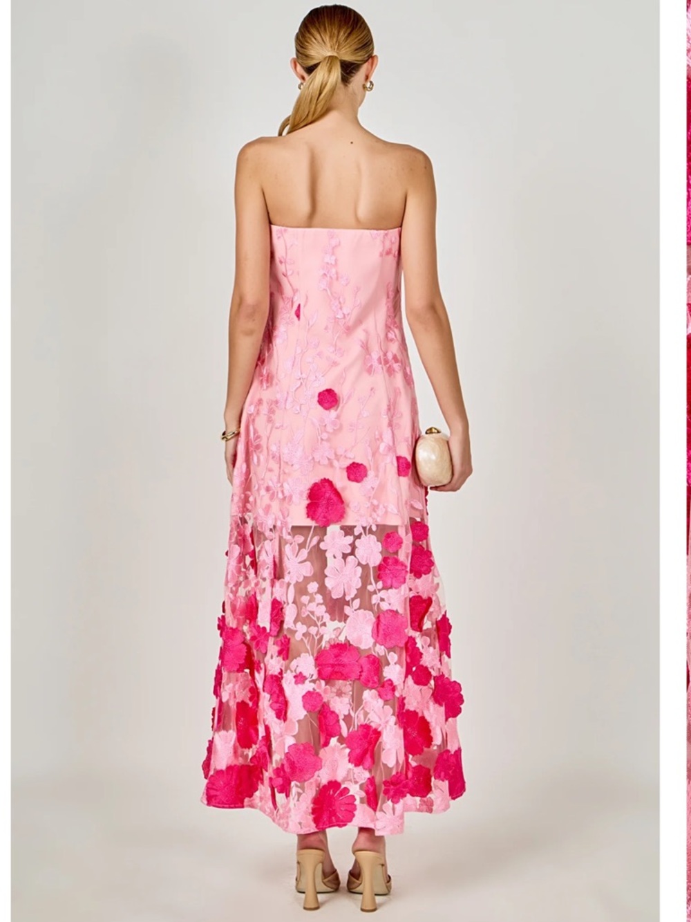 NWT Anthropologie Endless Rose Strapless Floral Appliqué Maxi Dress - Picture 5 of 10